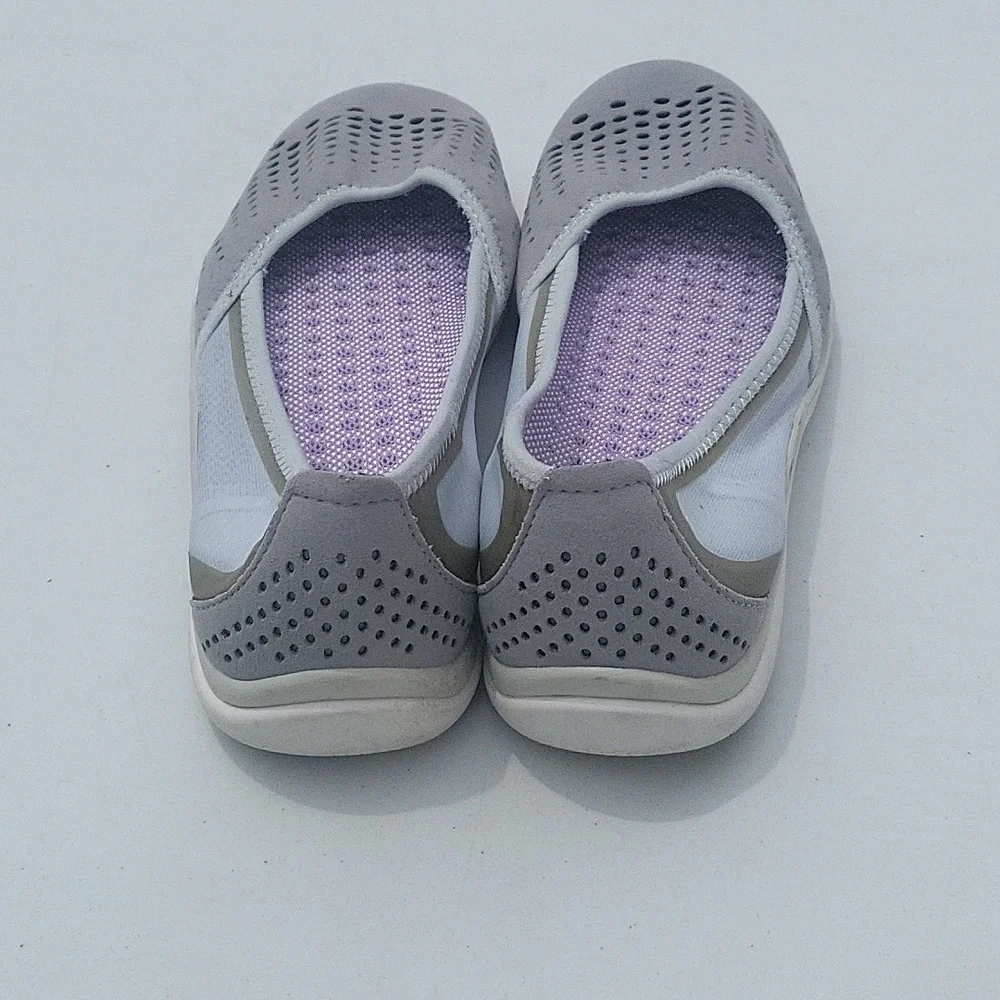 Lands' End Gray Slip-On Ballet Flats with Lavender Insoles